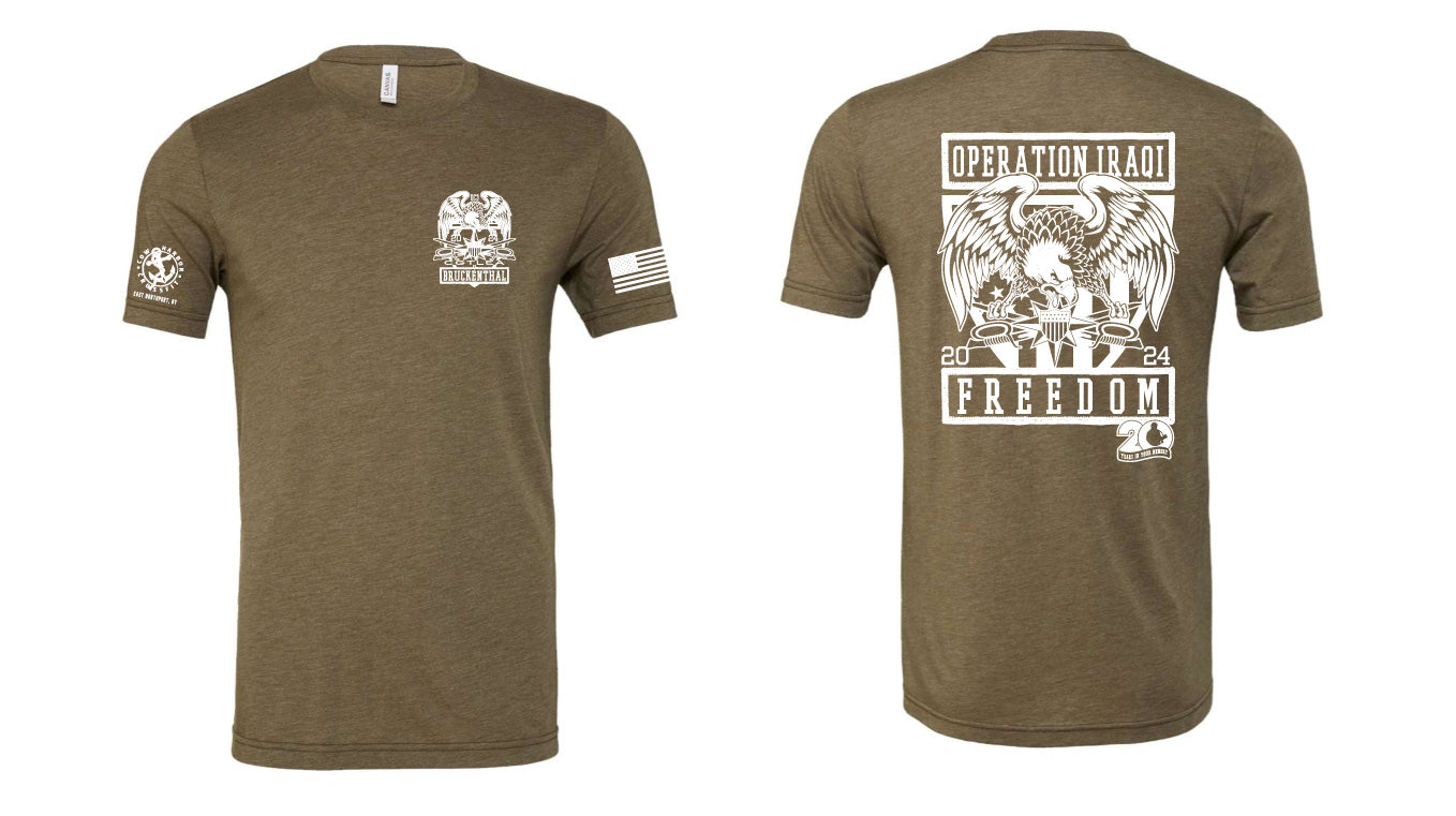 Nate Bruck Iraqi Freedom T-Shirt 3413 Olive Triblend