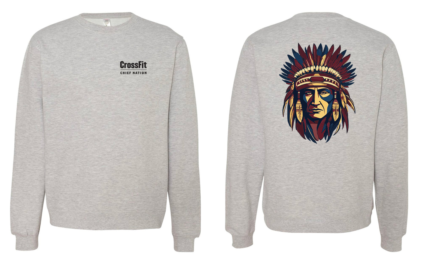 Crossfit Chief Nation Chief Head & Front Chest Logo Midweight Crewneck Sweatshirt - SS3000