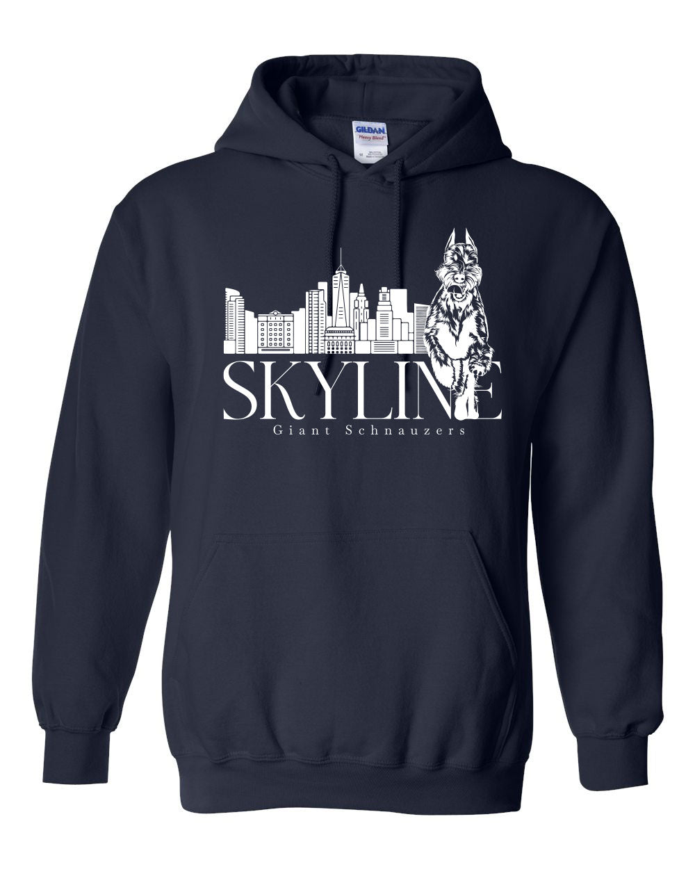 Skyline Giant Schnauzers Running Logo Navy Heavy Blend Hooded Sweatshirt - 18500