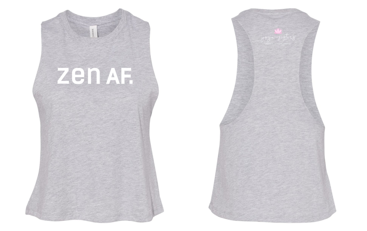 Yoga Sisters ZEN AF Athletic Heather Women's Racerback Crop Tank 6682