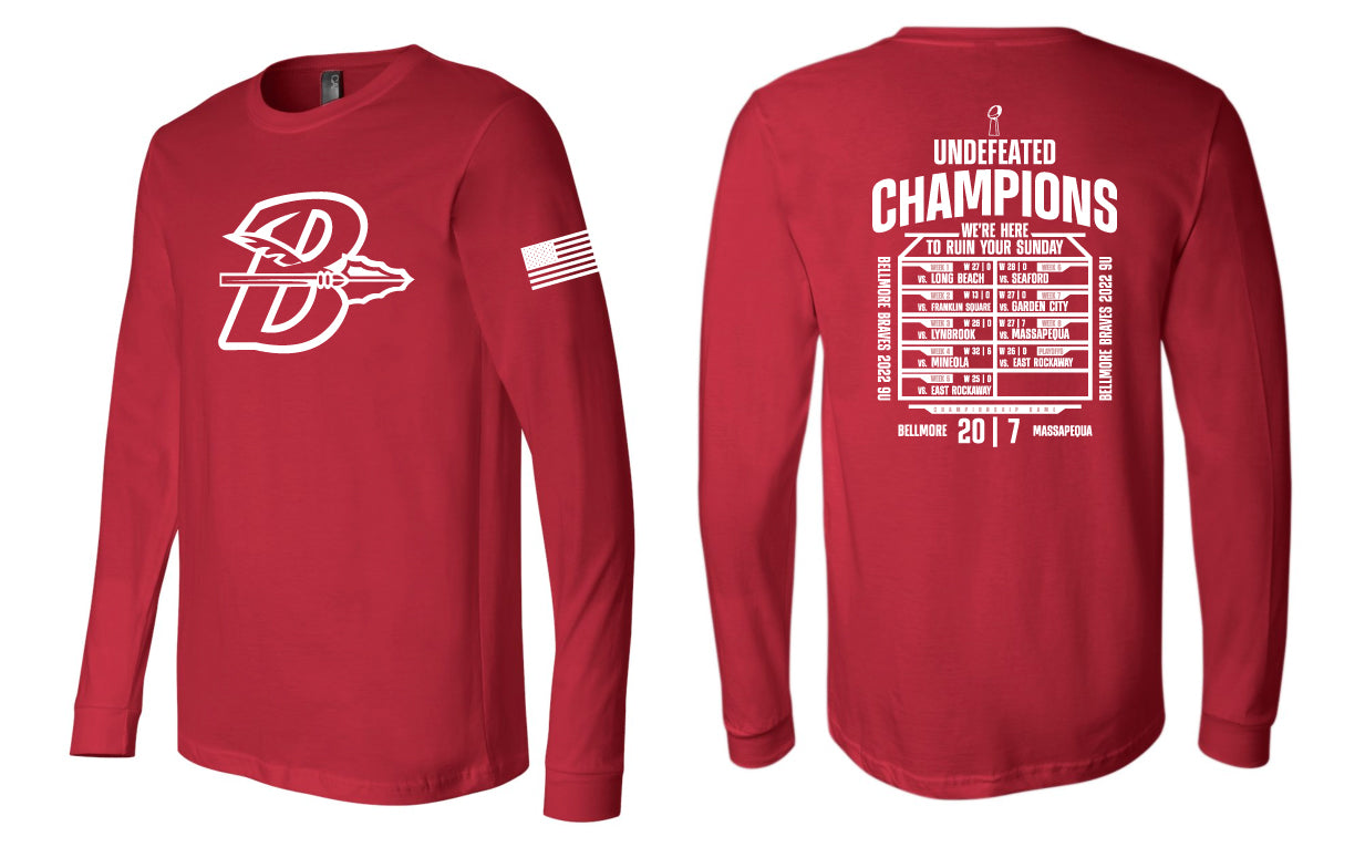 Adult Bellmore Braves Champion Long Sleeve Tees