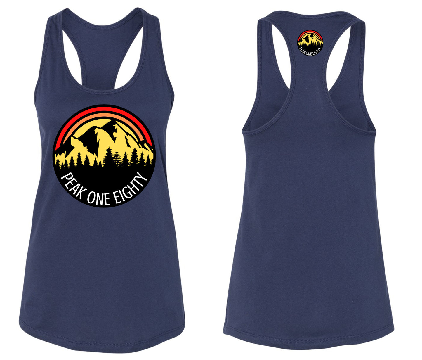 Peak 180 Ladies Tank Navy Mountains 6008
