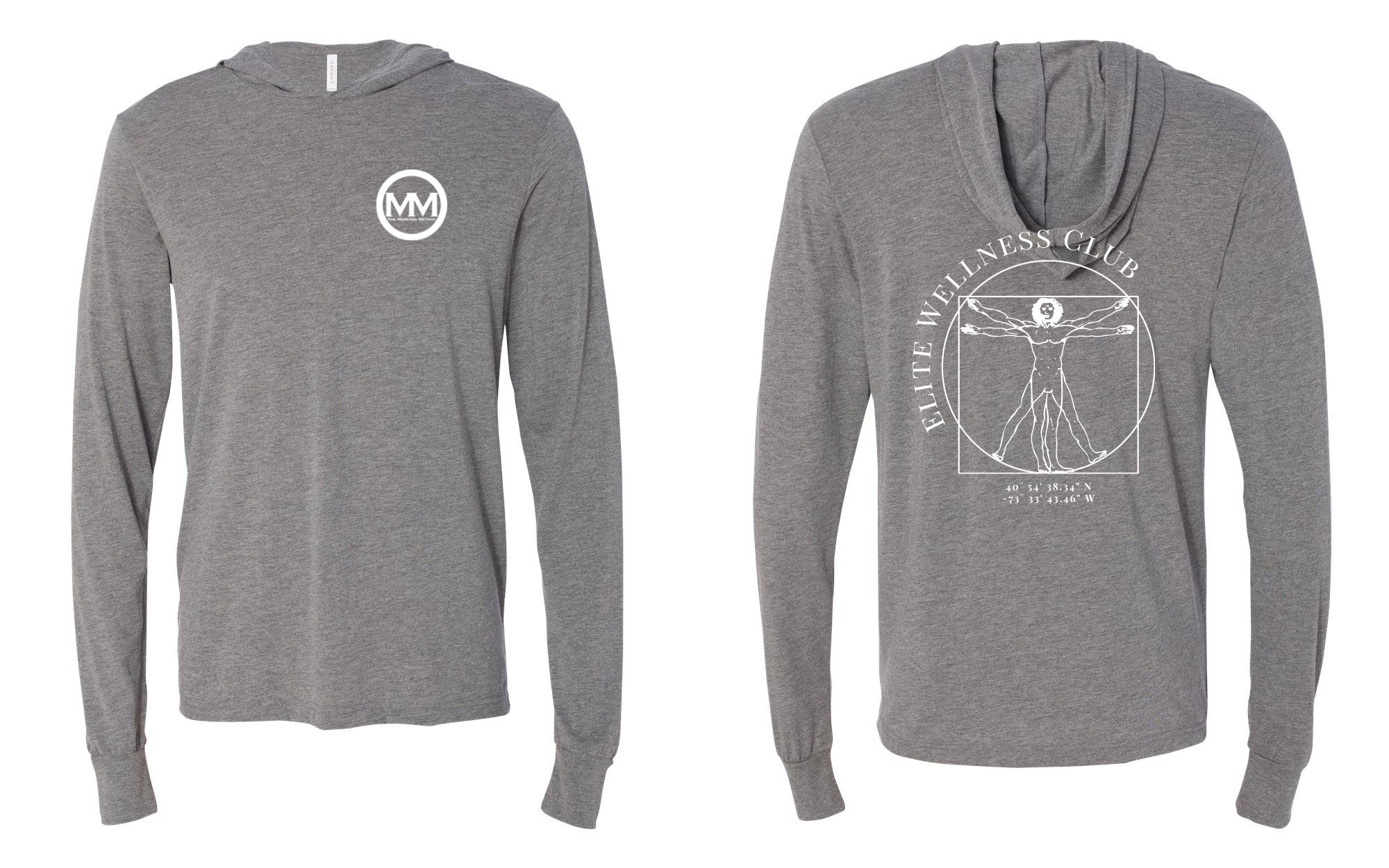 The Merkaba Method Jersey Hooded Long Sleeve Tee 3512 Grey Triblend