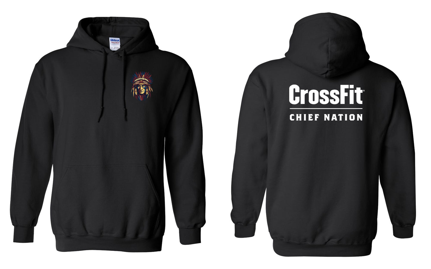 Crossfit Chief Nation Chief Head Front Chest & Logo Heavy Blend™ Hooded Sweatshirt - 18500