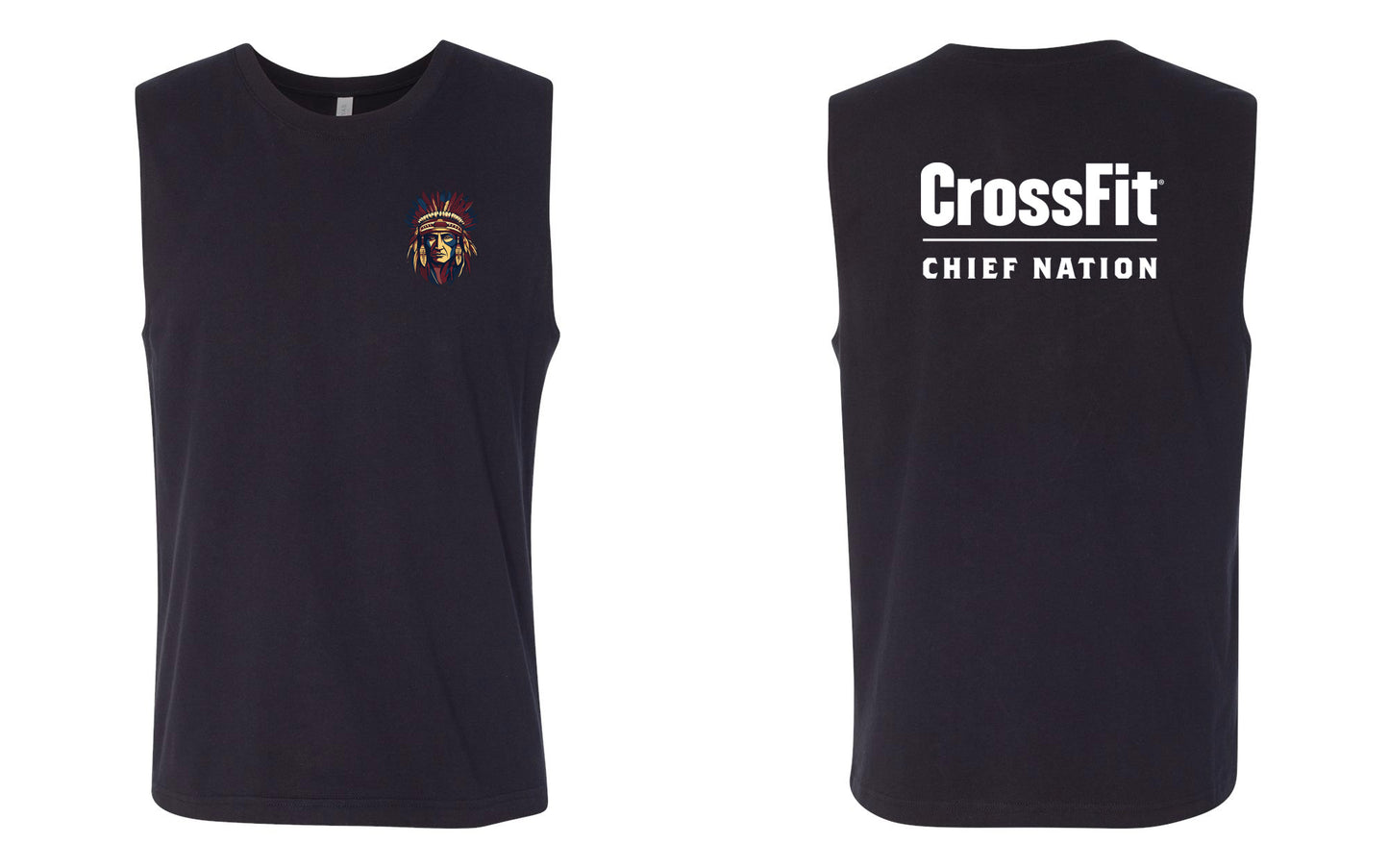Crossfit Chief Nation Chief Head Left Chest & Logo Back Jersey Muscle Tank - 3483