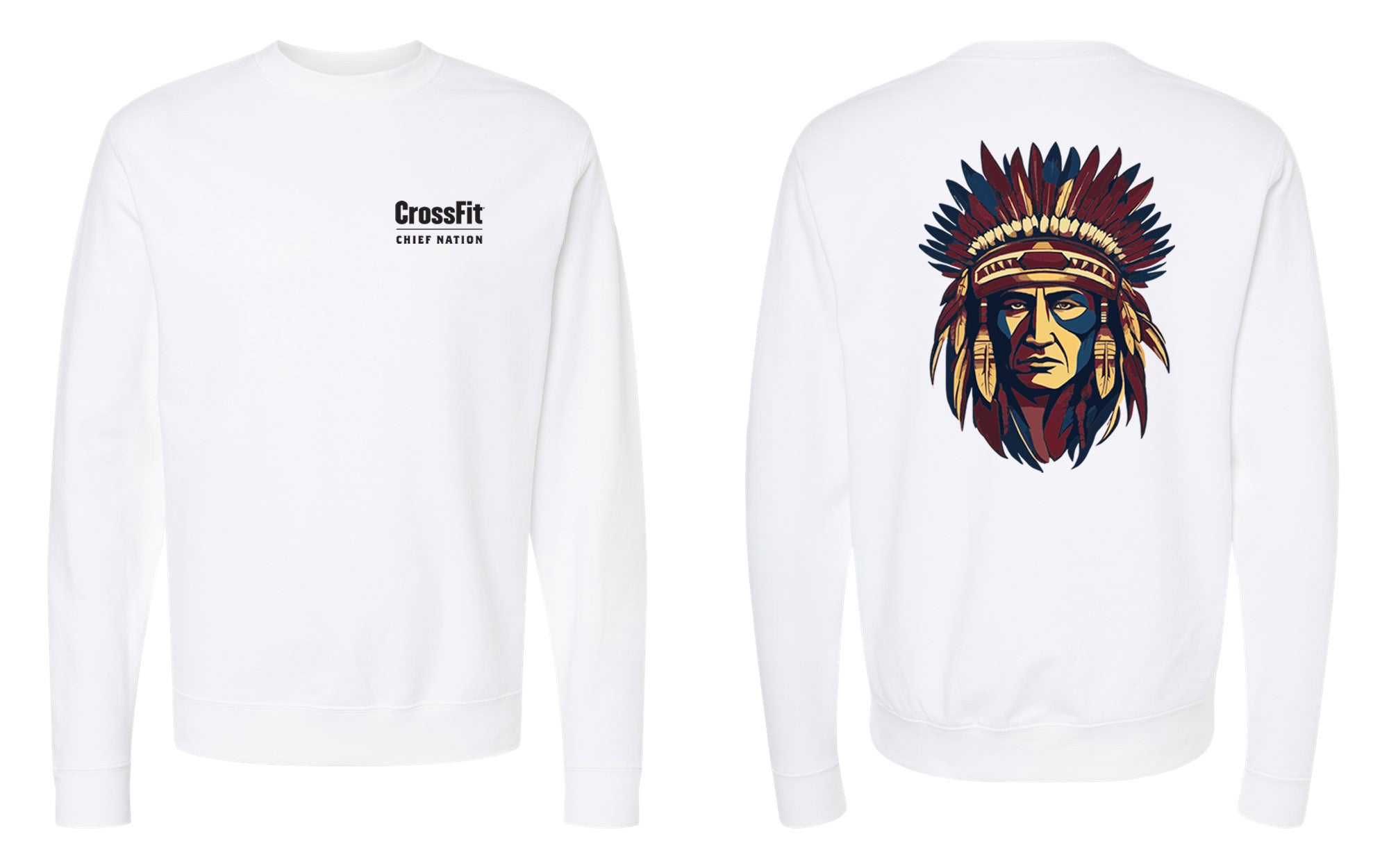 Crossfit Chief Nation Chief Head & Front Chest Logo Midweight Crewneck Sweatshirt - SS3000