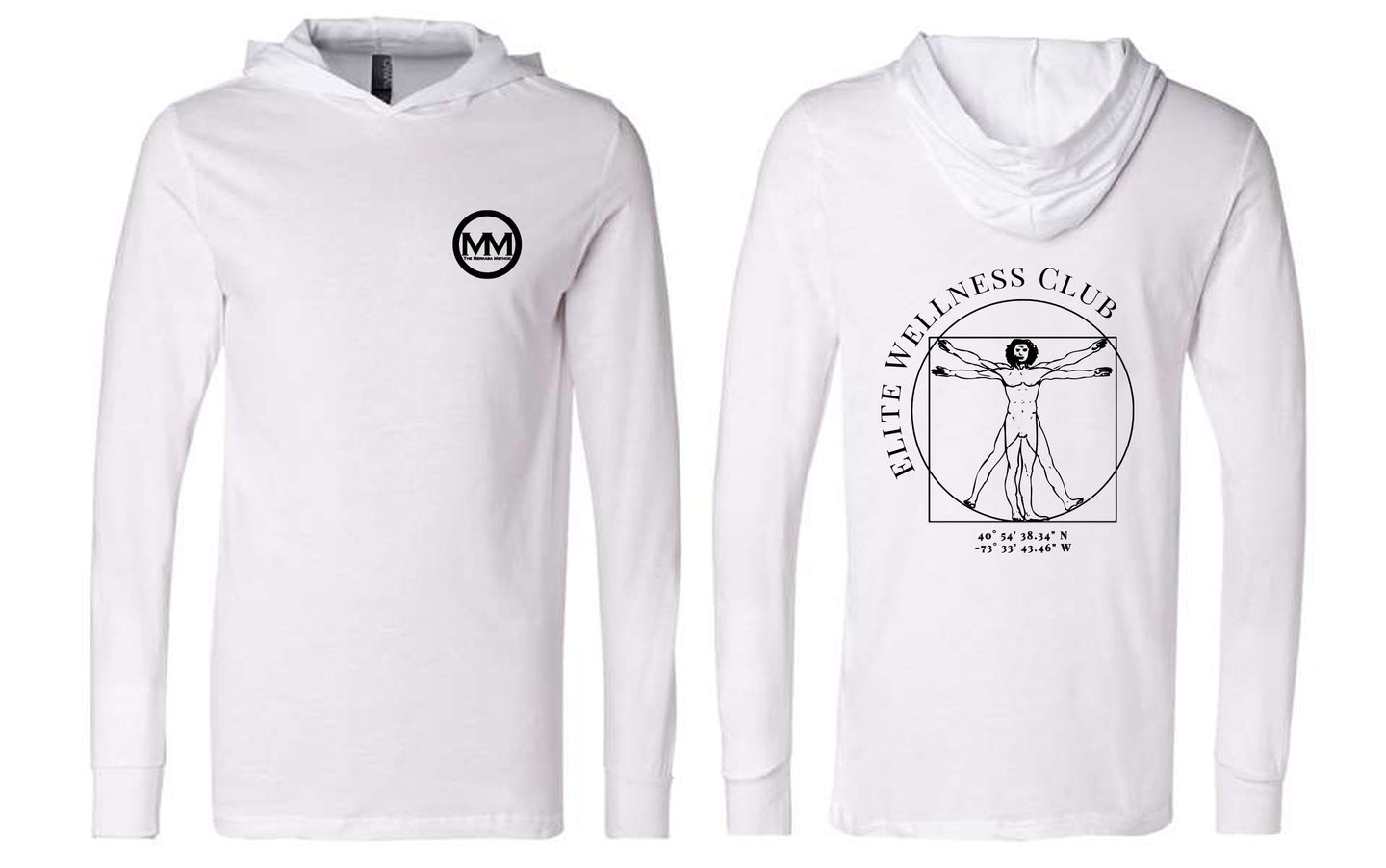 The Merkaba Method Jersey Hooded Long Sleeve Tee 3512 White With Black Print