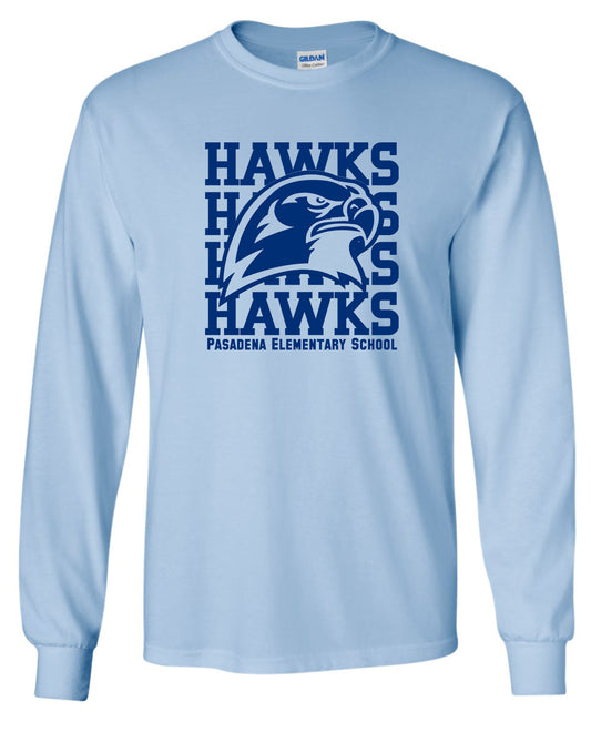 Pasadena Elementary Hawks Logo Long Sleeve T-Shirt 2400/5400B