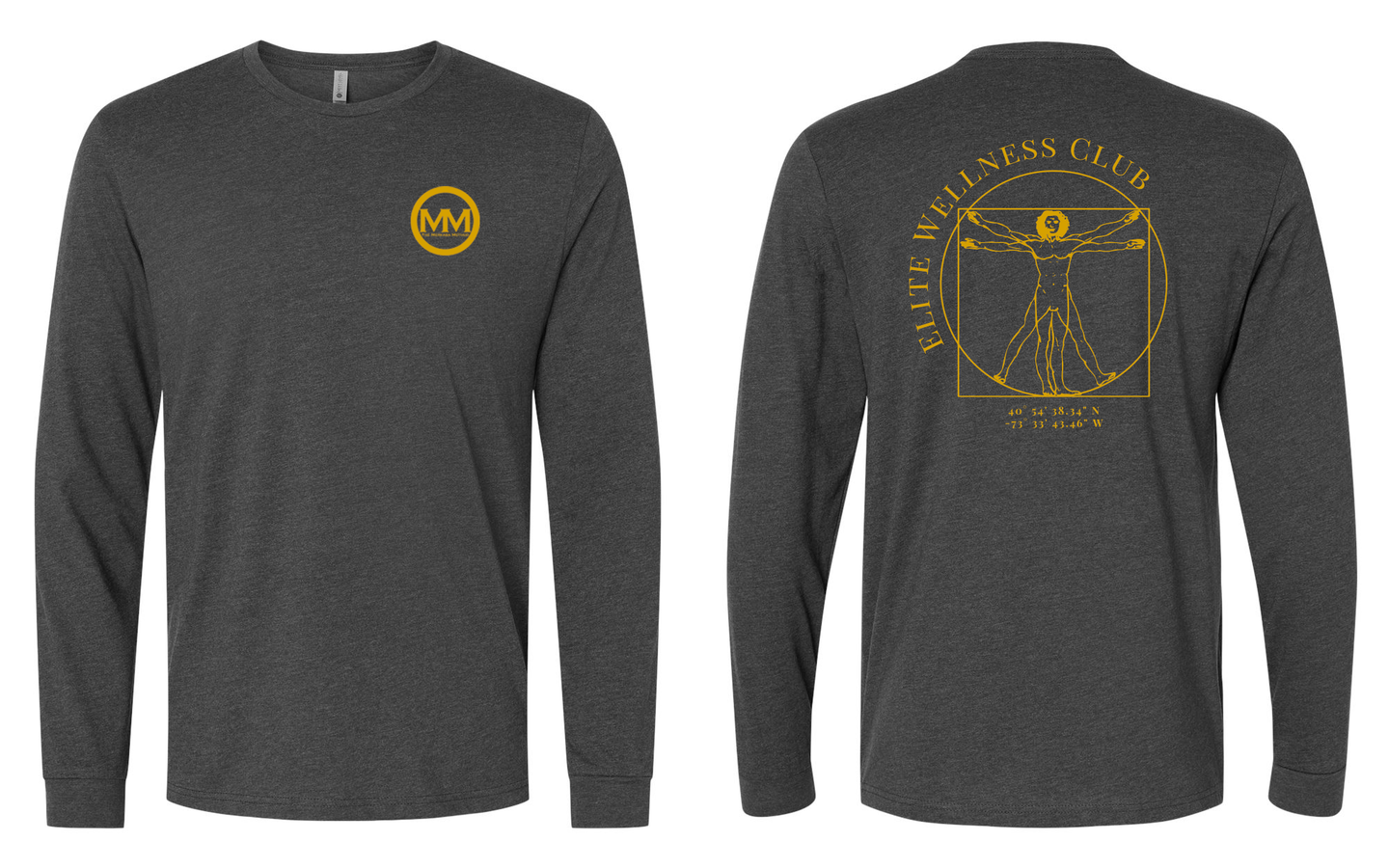 The Merkaba Method Unisex Long Sleeve Tee 6211 Charcoal - Gold Logo