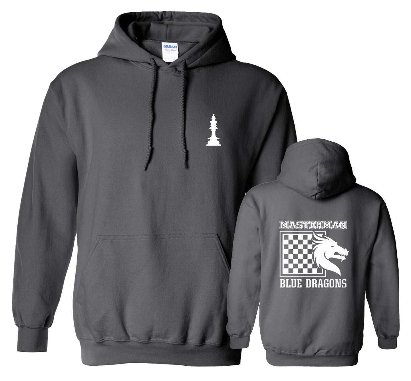 Masterman Blue Dragons Chess Board Hoodie - Charcoal