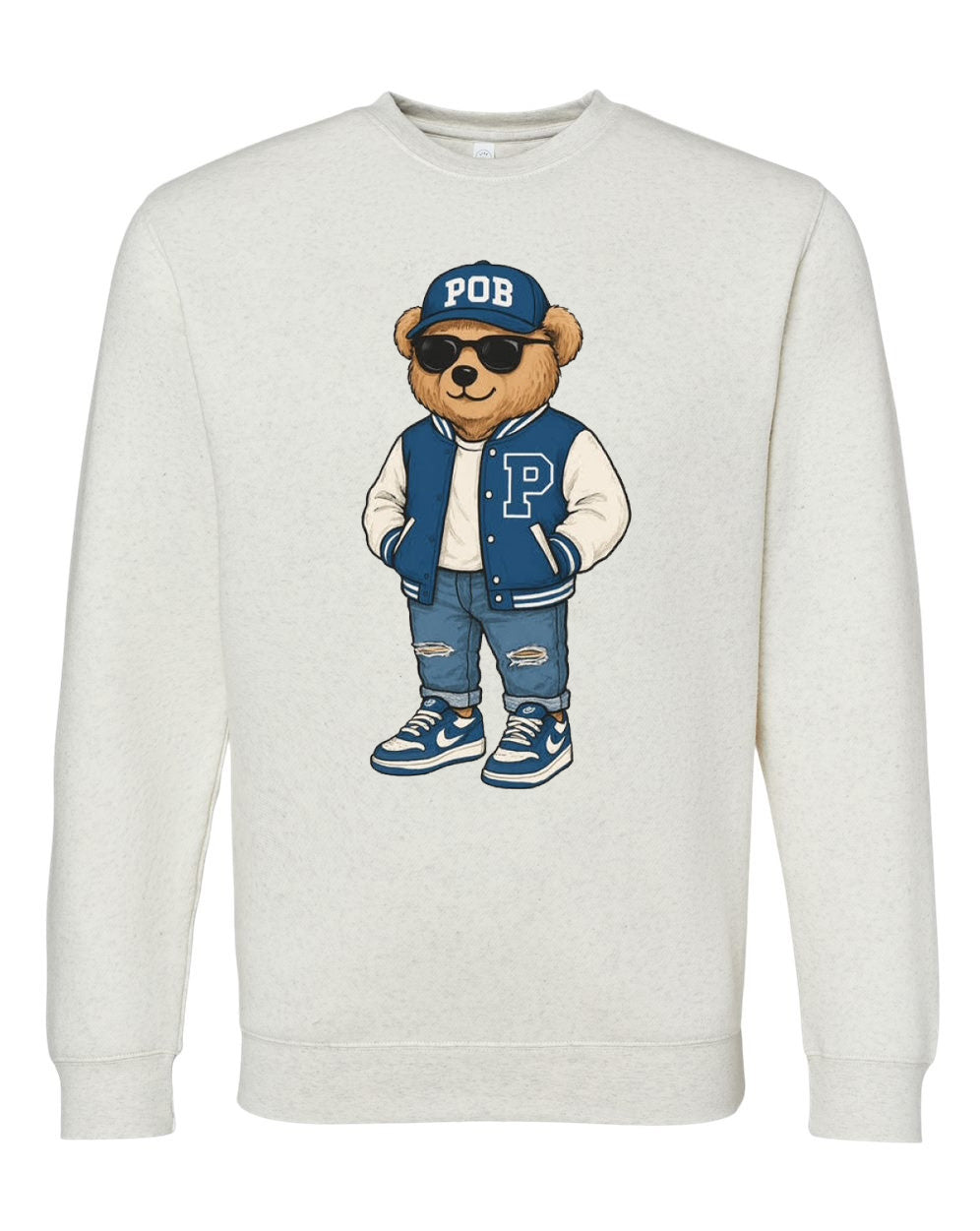 Pasadena Elementary POB Bear Fleece Crewneck Sweatshirt 6925/2225 Natural Heather