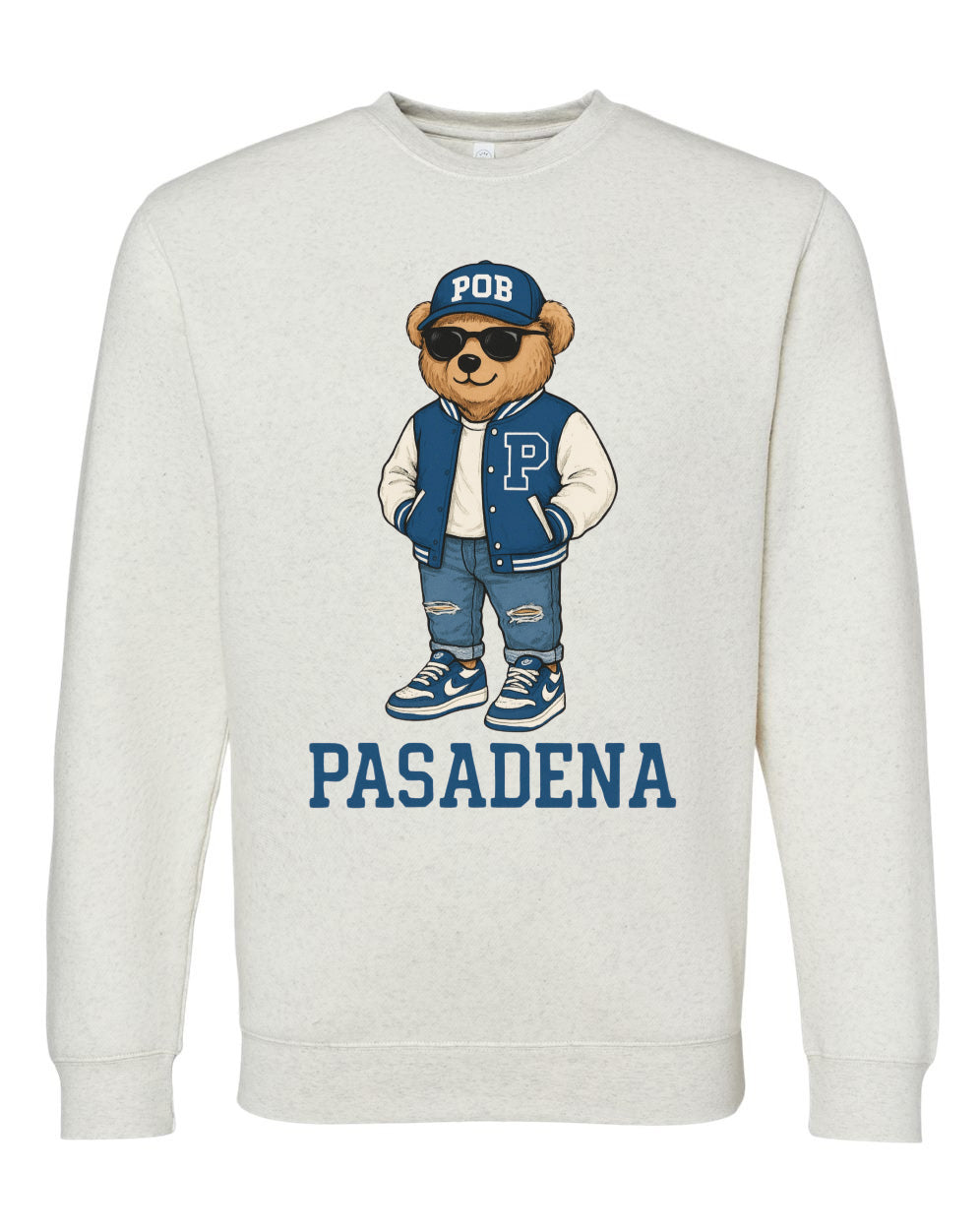 Pasadena Elementary Mr. POB Pasadena Bear Fleece Crewneck Sweatshirt 6925/2225 Natural Heather