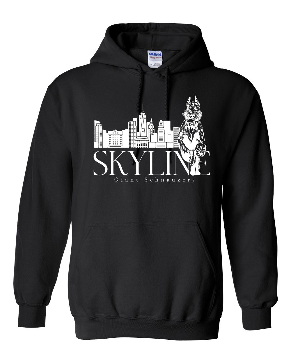 Skyline Giant Schnauzers Running Logo Black Heavy Blend Hooded Sweatshirt - 18500