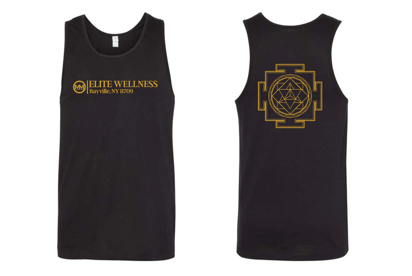 The Merkaba Method Bayville Men's Tank 1091 Black with Gold Print