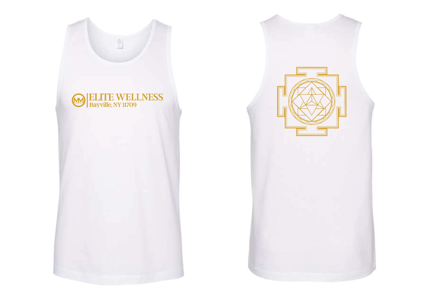 The Merkaba Method Bayville Men's Tank 1091 White with Gold Print