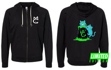 Load image into Gallery viewer, Mutant Cats Black Light Weight Zip Hoodie Full Print

