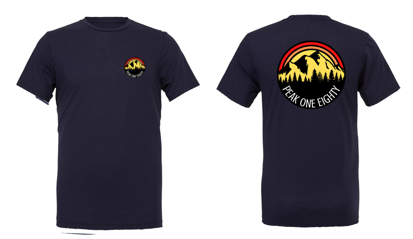 Peak 180 Unisex Tee Navy Mountains 3001