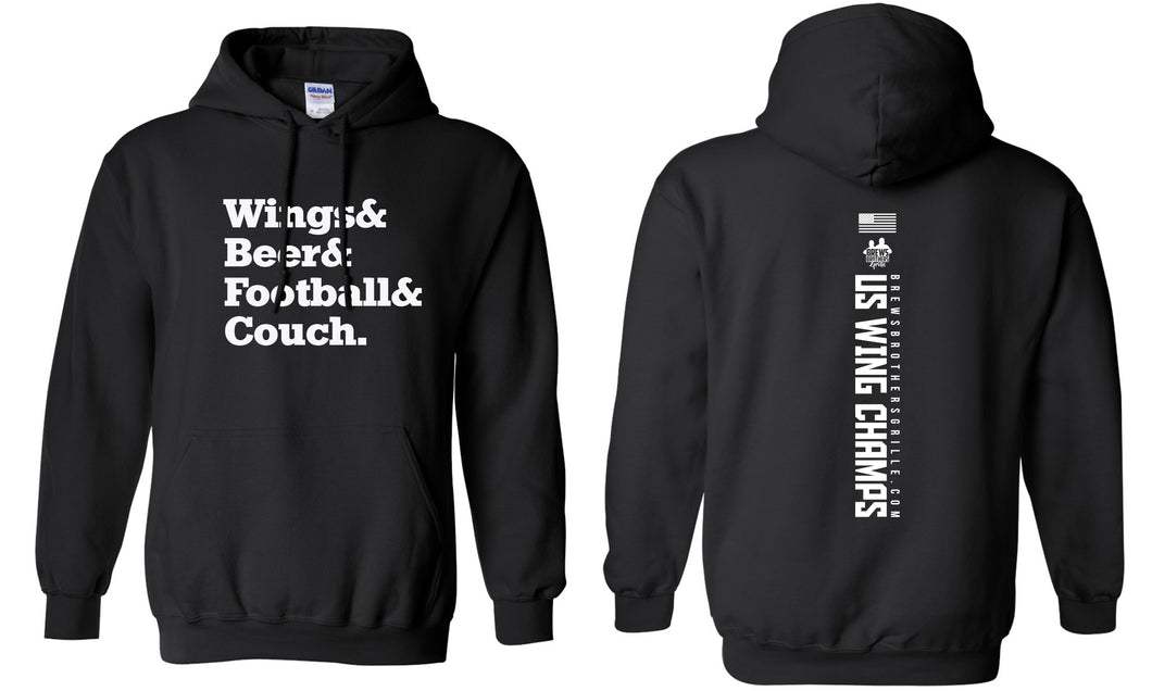 Brews Brothers Grille Wings Beer Football Couch Hood