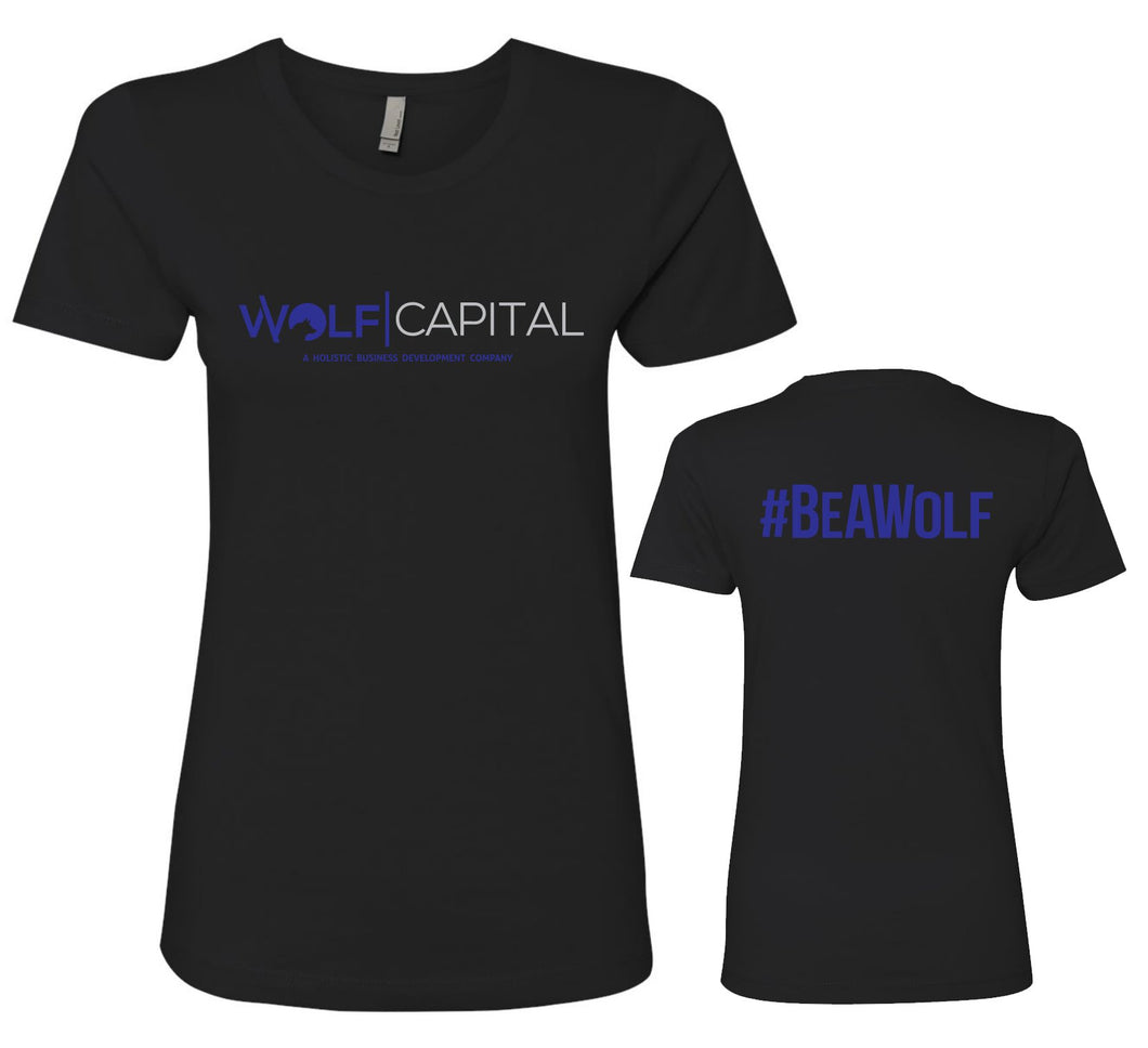 Classic Original Logo Wolf Capital Ladies Crew Neck Tee Design 1