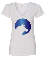 Load image into Gallery viewer, Wolf Capital Big Wolf Ladies V Neck Tee Design 5
